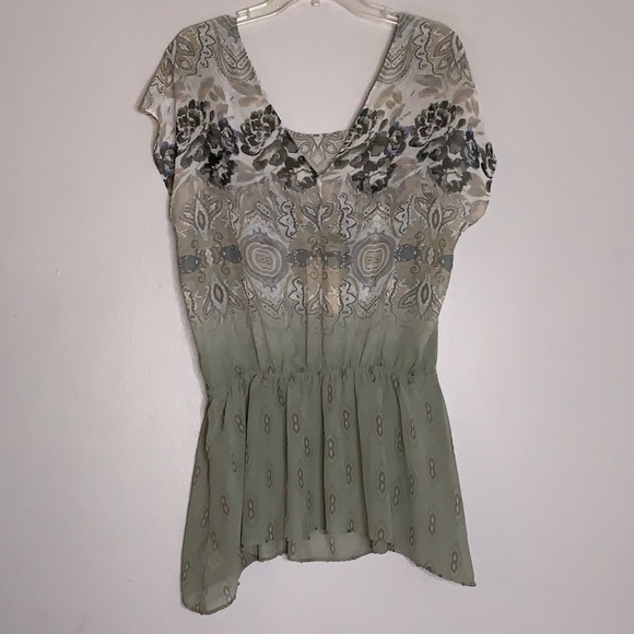 New Free People Ivory Combo Grey Paisley Bohemian tunic top Small oversized nwt - Picture 7 of 10